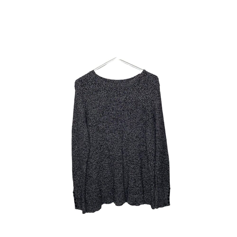 Loft Ivory Gray Black Marled Women's Scoop neck Sweater Size XL Heavy weight
